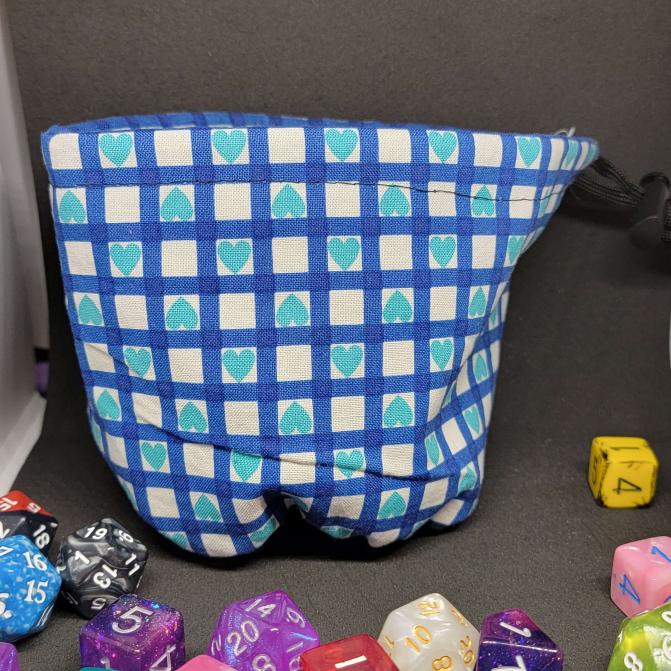 Blue Checkered Hearts Bag