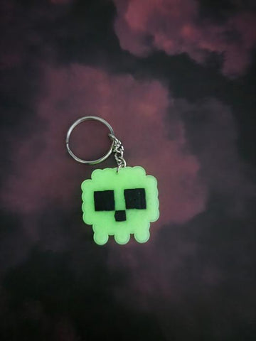 Glow in the Dark Green Skull Keychain