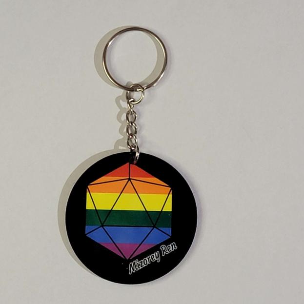 Pride D20 Keychain