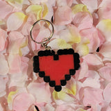 Red Pixel Heart Keychain