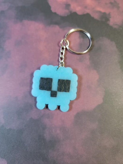 Glow in the Dark Blue Skull Keychain