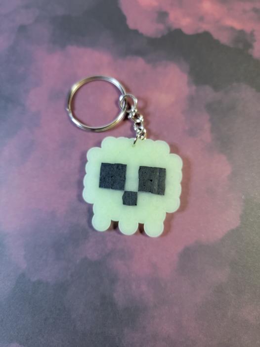 Glow in the Dark Green Skull Keychain