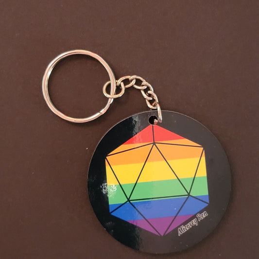 Pride D20 Keychain